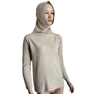 Bonnie Cashin Sweater Funnel Neck Cowl Cashmere Oatmeal Wool Vintage 1970s Rare